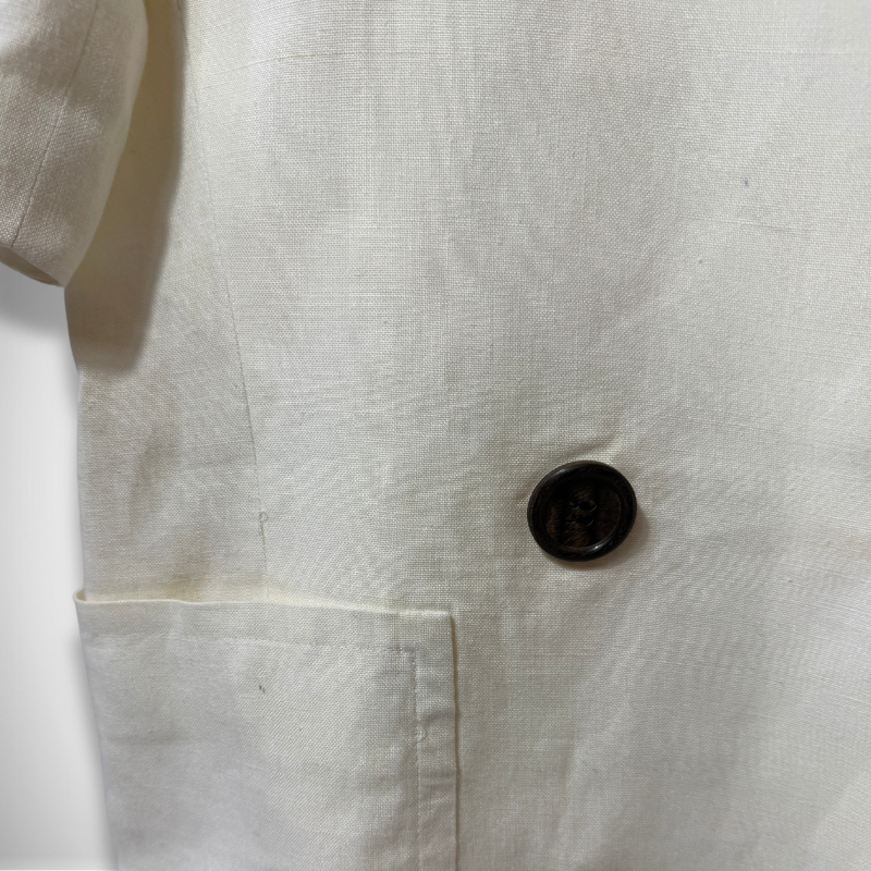 Yves Saint Laurent Vintage Diffusion Femmes Short-Sleeve Double-Breasted Linen Cream Blazer Jacket thumbnail