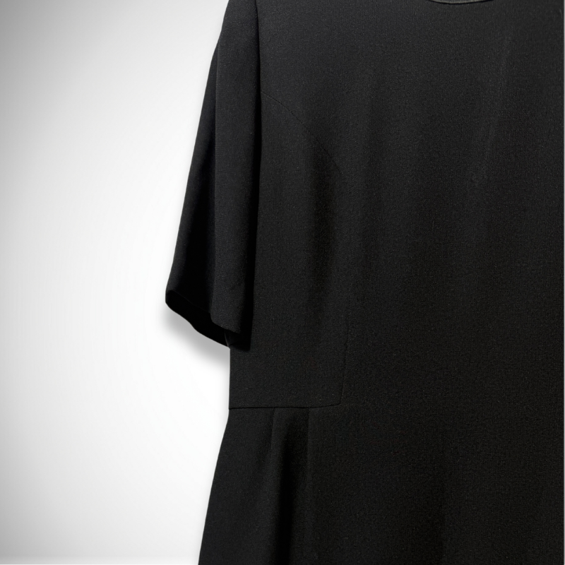 Givenchy Vintage Hi-Formal Embroidered Neckline Short-Sleeve Dress in Black alternate view