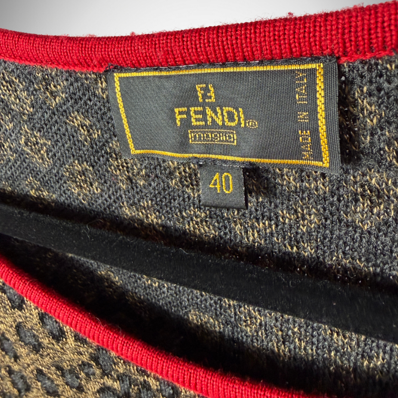 Fendi Vintage Maglia Leopard Metallic Knit Twin Set Cardigan & Shell Top thumbnail