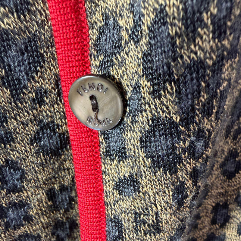 Fendi Vintage Maglia Leopard Metallic Knit Twin Set Cardigan & Shell Top thumbnail
