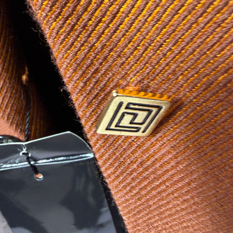 Versace Vintage Classic V2 Bronze Orange Twill Cappotto Coat thumbnail