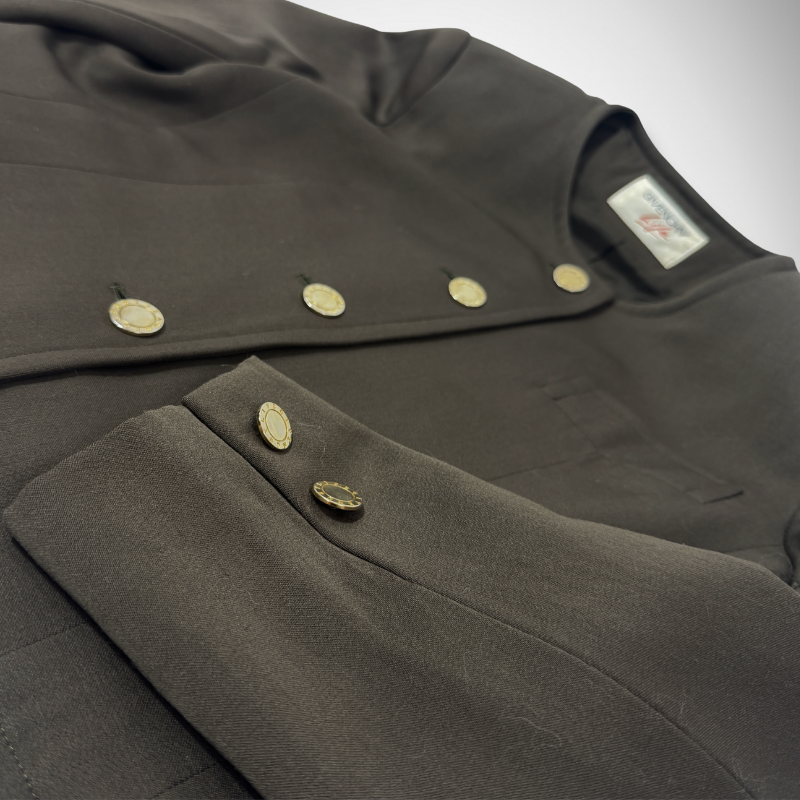 Givenchy Vintage Givenchy Life Collarless Crop Jacket & Skirt Suit Set in Brown thumbnail