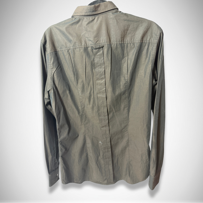 D&G Dolce & Gabbana Vintage Slim-Fit Ruched Placket Dress Shirt in Dark Grey thumbnail