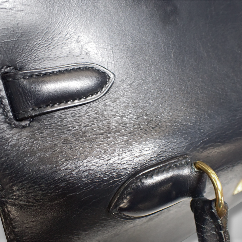 Hermès Vintage Kelly 35 Navy Box Calf Leather Handbag Gold Hardware thumbnail