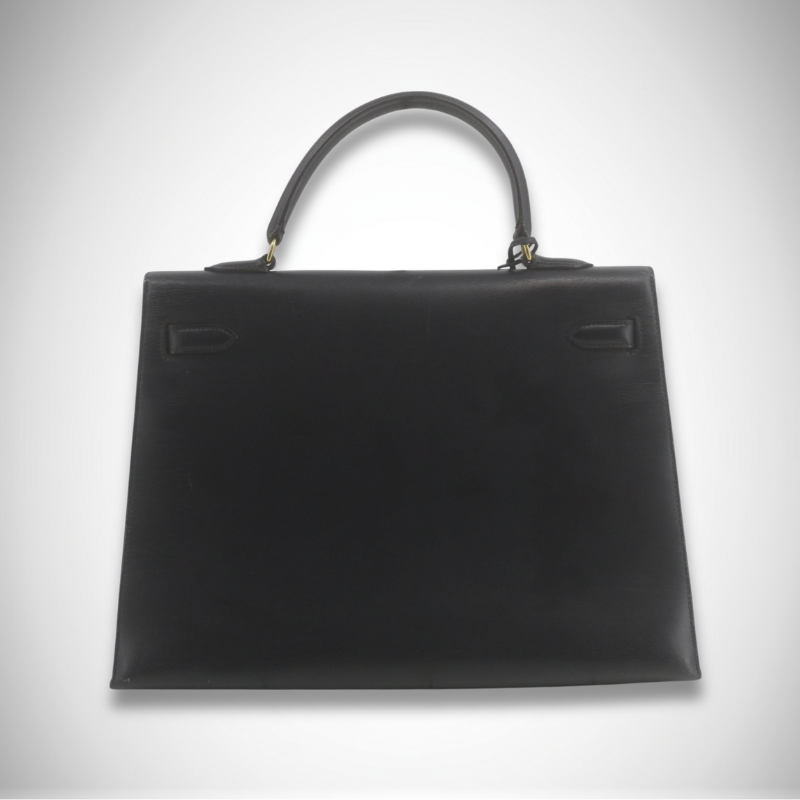 Hermès Vintage Kelly 35 Navy Box Calf Leather Handbag Gold Hardware thumbnail