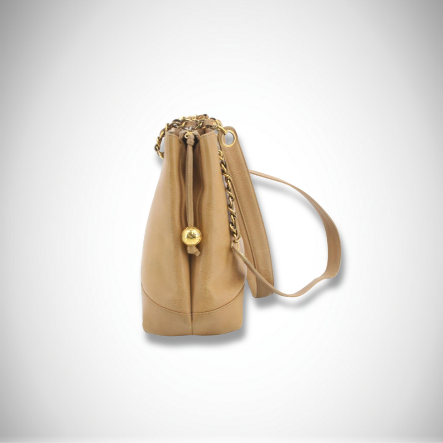 Chanel Vintage Caviar Double Zipper Tote with CC Ball Charms thumbnail