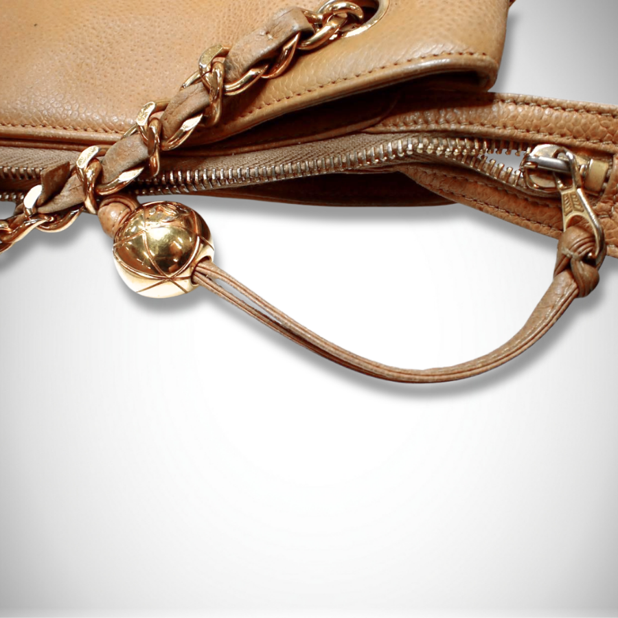 Chanel Vintage Caviar Double Zipper Tote with CC Ball Charms thumbnail