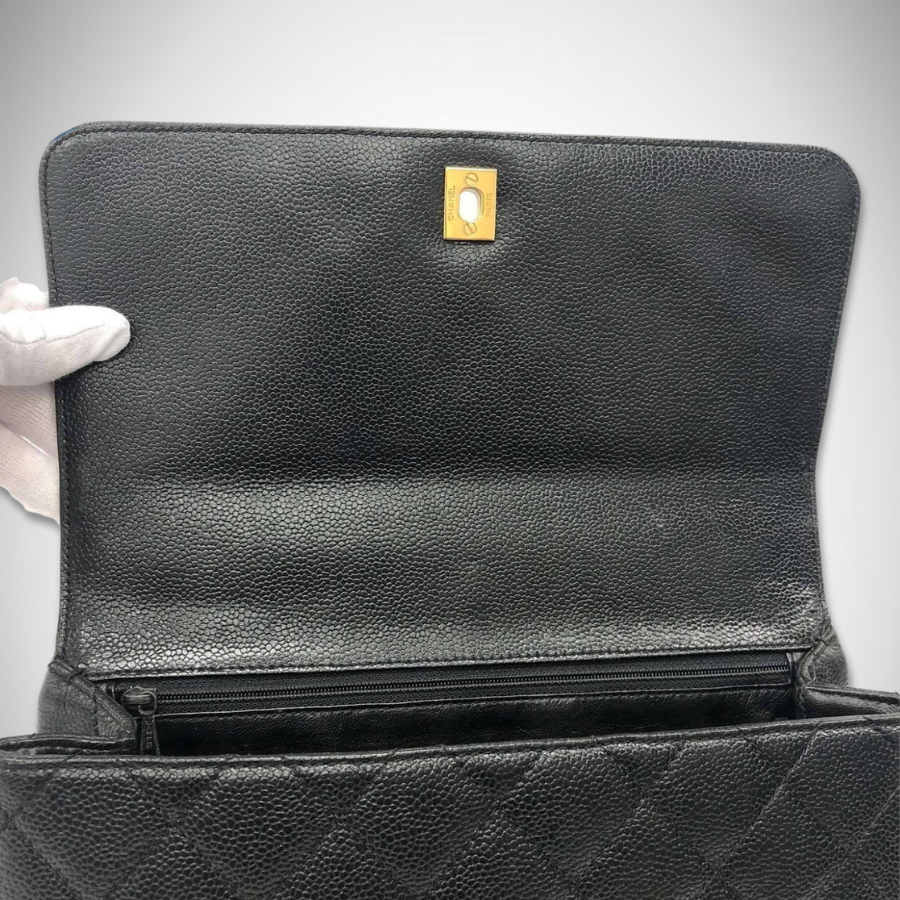 Chanel Vintage Caviar Kelly Top Handle Flap Bag thumbnail