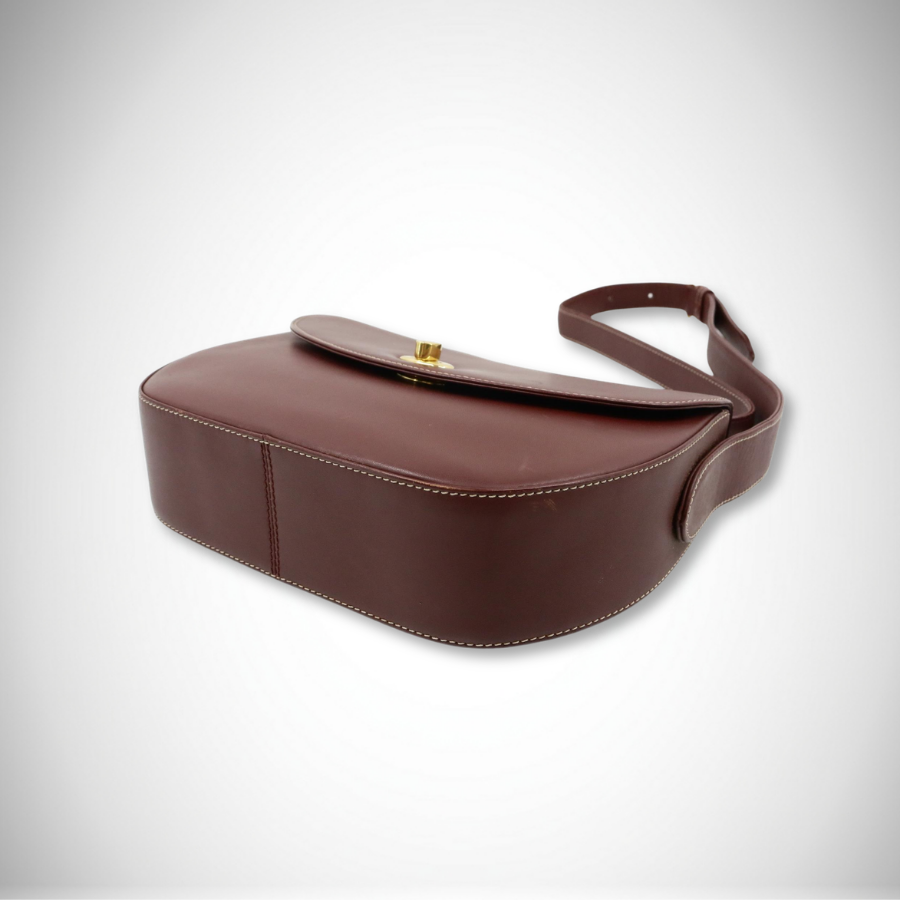 Cartier Vintage Must de Cartier Oval Flap Shoulder Bag in Burgundy thumbnail
