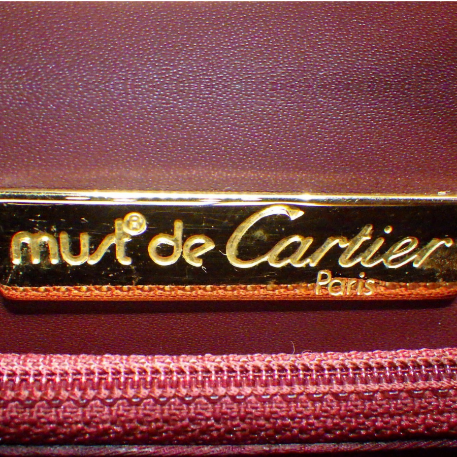 Cartier Vintage Must de Cartier Oval Flap Shoulder Bag in Burgundy thumbnail