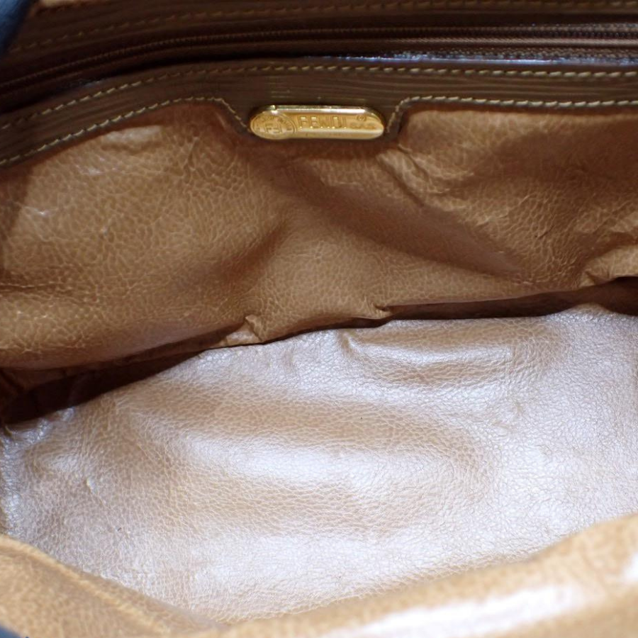 Fendi Vintage FF Logo Textured Leather Handbag thumbnail