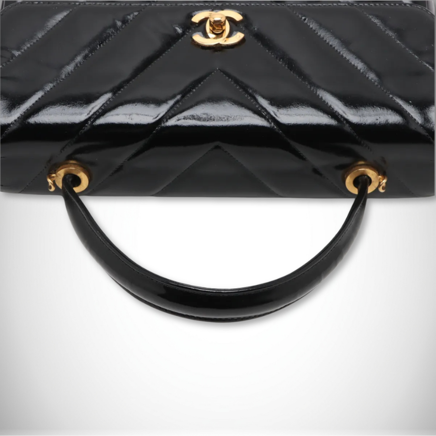 Chanel Rare Vintage Chevron V-Stitch 2-Way Handbag thumbnail