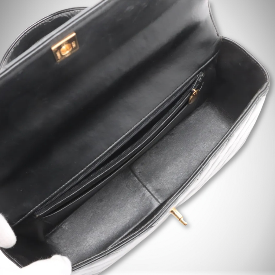 Chanel Rare Vintage Chevron V-Stitch 2-Way Handbag thumbnail
