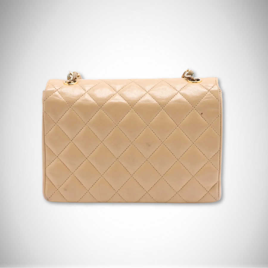 Chanel Rare Vintage Quilted Lambskin Mini Classic Single Flap Bag in Beige Gold Hardware alternate view