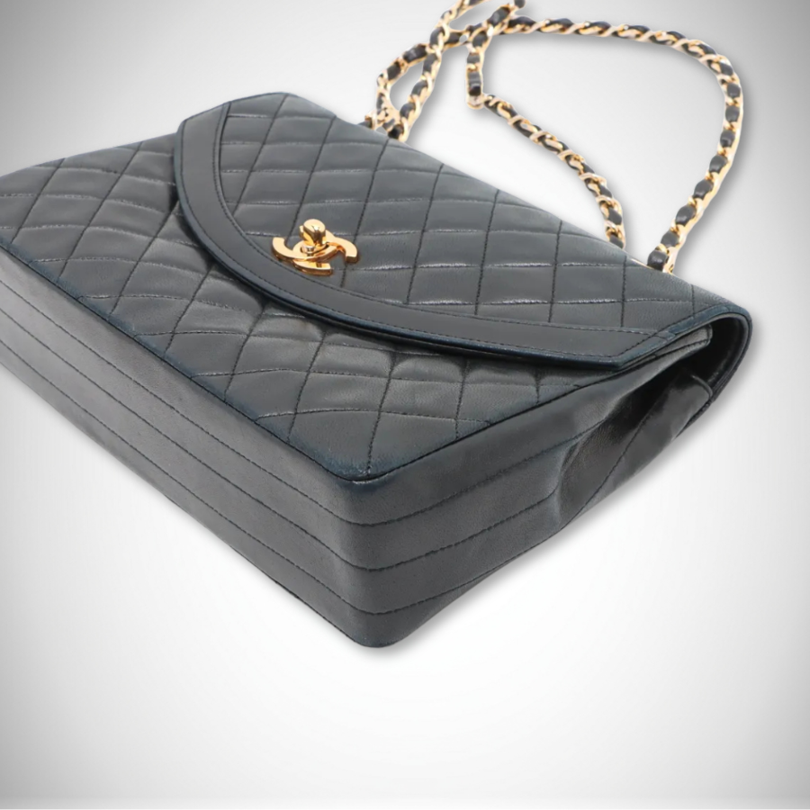 Chanel Rare Vintage Matelassé Curved Single Flap Chain Shoulder Bag thumbnail