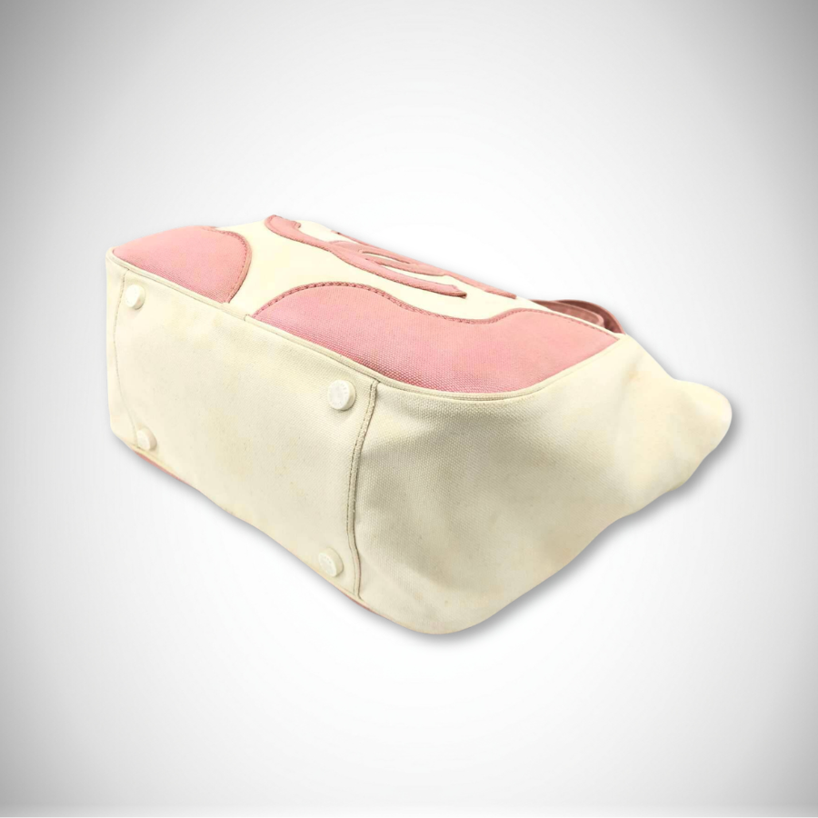 Chanel Canvas Marshmallow Coco Mark Tote Bag Soft Pink/White thumbnail
