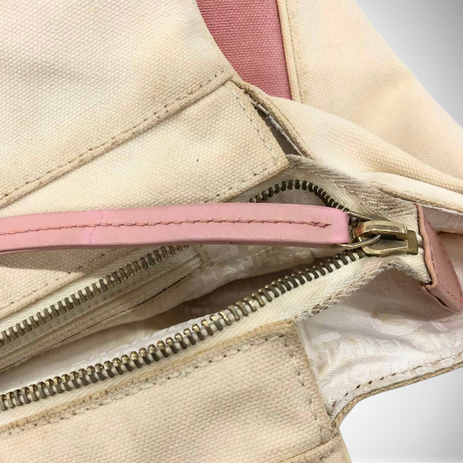 Chanel Canvas Marshmallow Coco Mark Tote Bag Soft Pink/White thumbnail