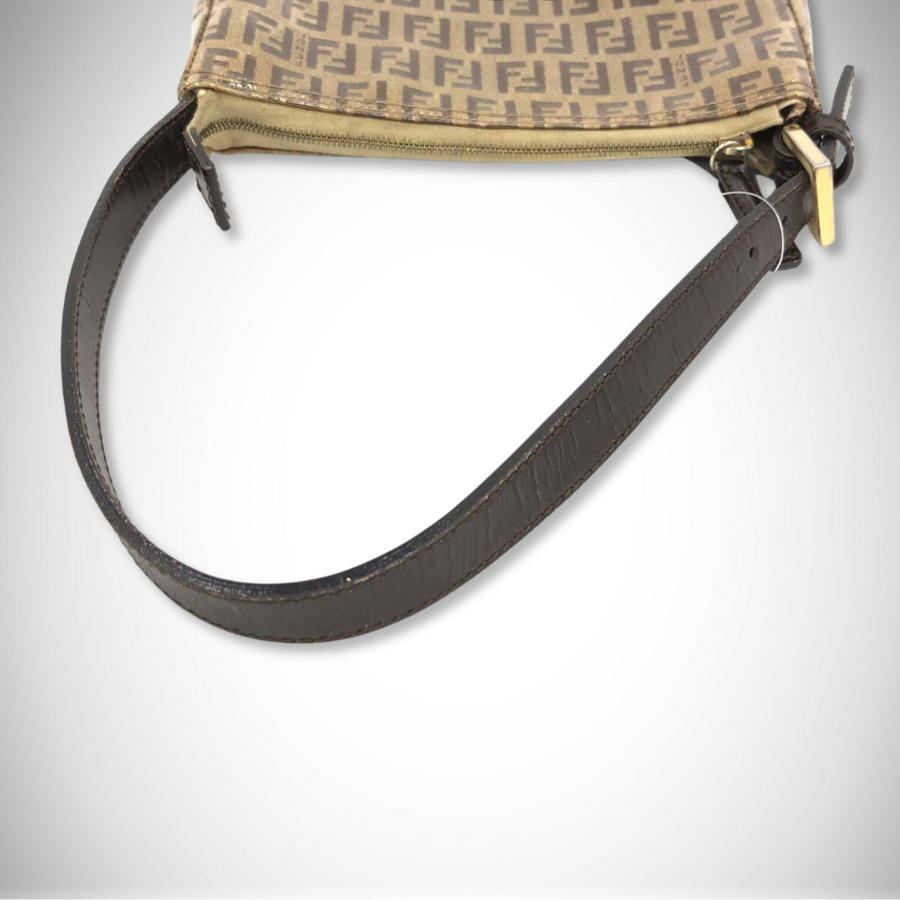 Fendi Vintage Zucchino FF Monogram Canvas Enamel Hand Bag in Tobacco Brown thumbnail