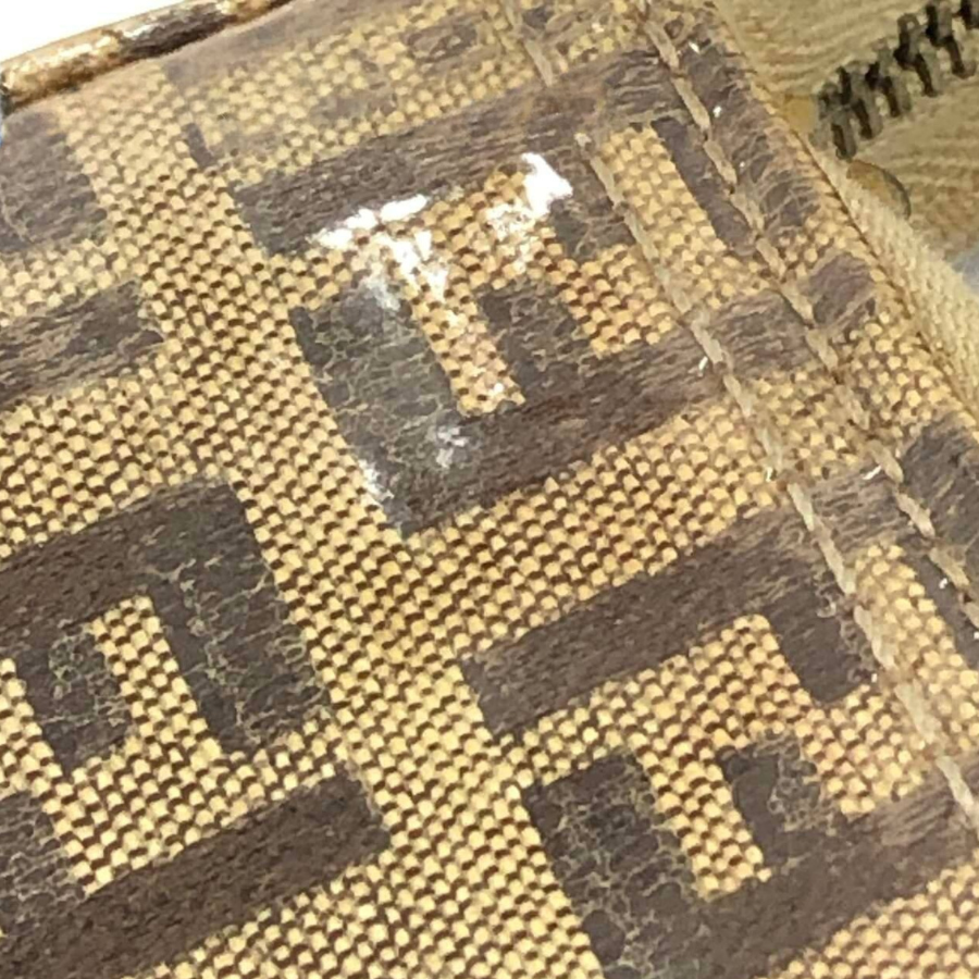 Fendi Vintage Zucchino FF Monogram Canvas Enamel Hand Bag in Tobacco Brown thumbnail