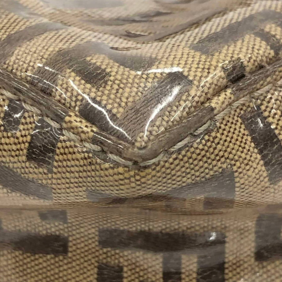 Fendi Vintage Zucchino FF Monogram Canvas Enamel Hand Bag in Tobacco Brown thumbnail