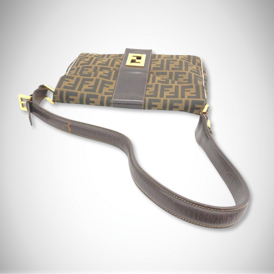 Fendi Vintage Zucca FF Monogram Canvas Baguette in Tobacco Brown thumbnail