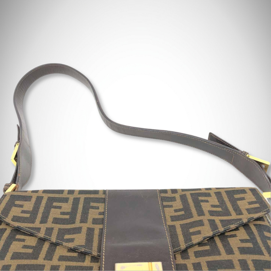 Fendi Vintage Zucca FF Monogram Canvas Baguette in Tobacco Brown thumbnail