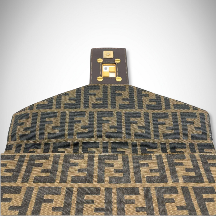Fendi Vintage Zucca FF Monogram Canvas Baguette in Tobacco Brown thumbnail
