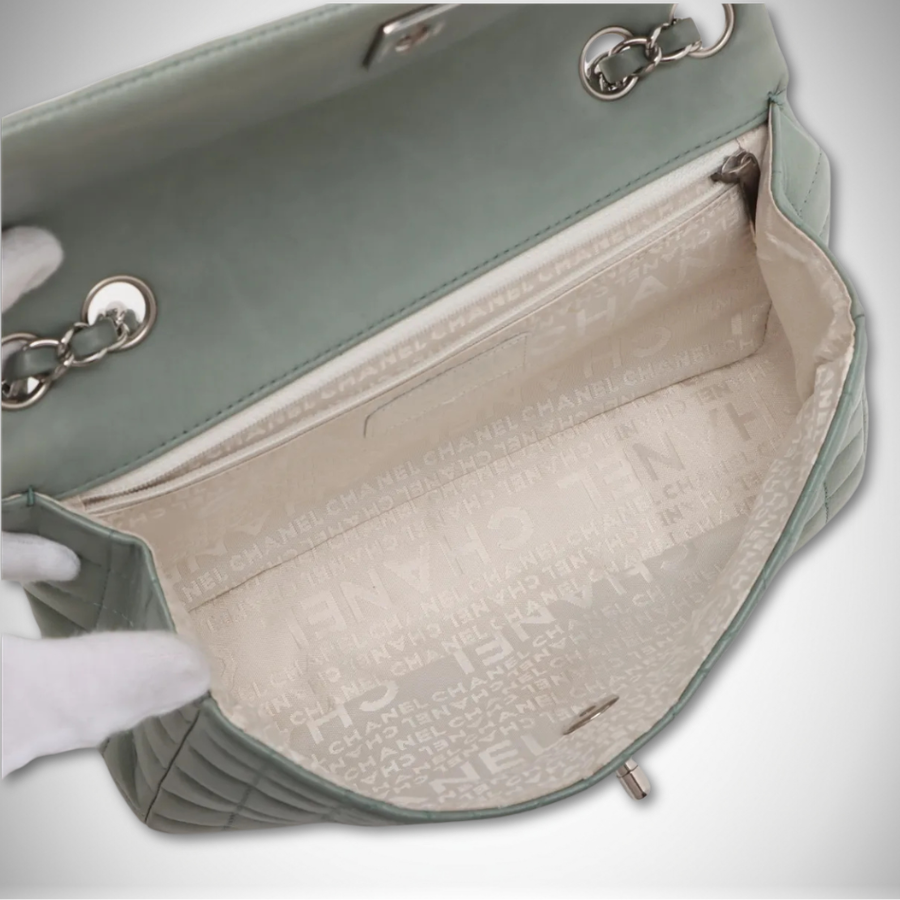 Chanel Lambskin Quilted Lady Graphic Flap Bag in Sage Green thumbnail