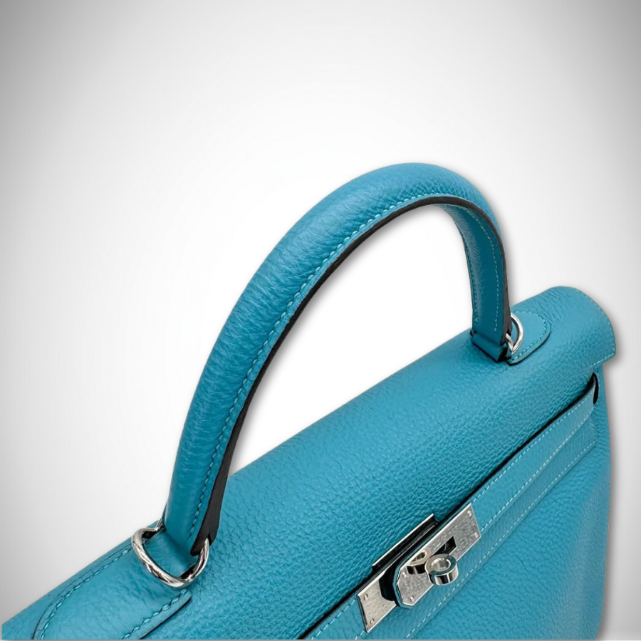 Hermès Kelly 35 Retourne in Turquoise Togo Leather Palladium Hardware Square R stamp (2014) thumbnail
