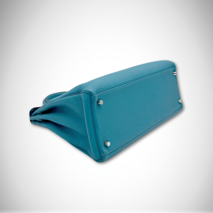 Hermès Kelly 35 Retourne in Turquoise Togo Leather Palladium Hardware Square R stamp (2014) thumbnail