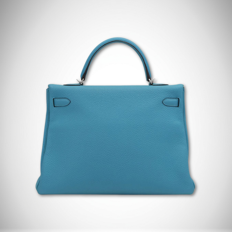 Hermès Kelly 35 Retourne in Turquoise Togo Leather Palladium Hardware Square R stamp (2014) thumbnail