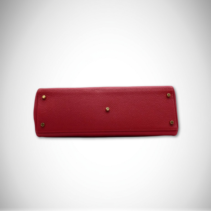 Hermès Shoulder Kelly 42 in Rubis Taurillon Clemence Leather Gold Hardware Square O stamp (2011) thumbnail