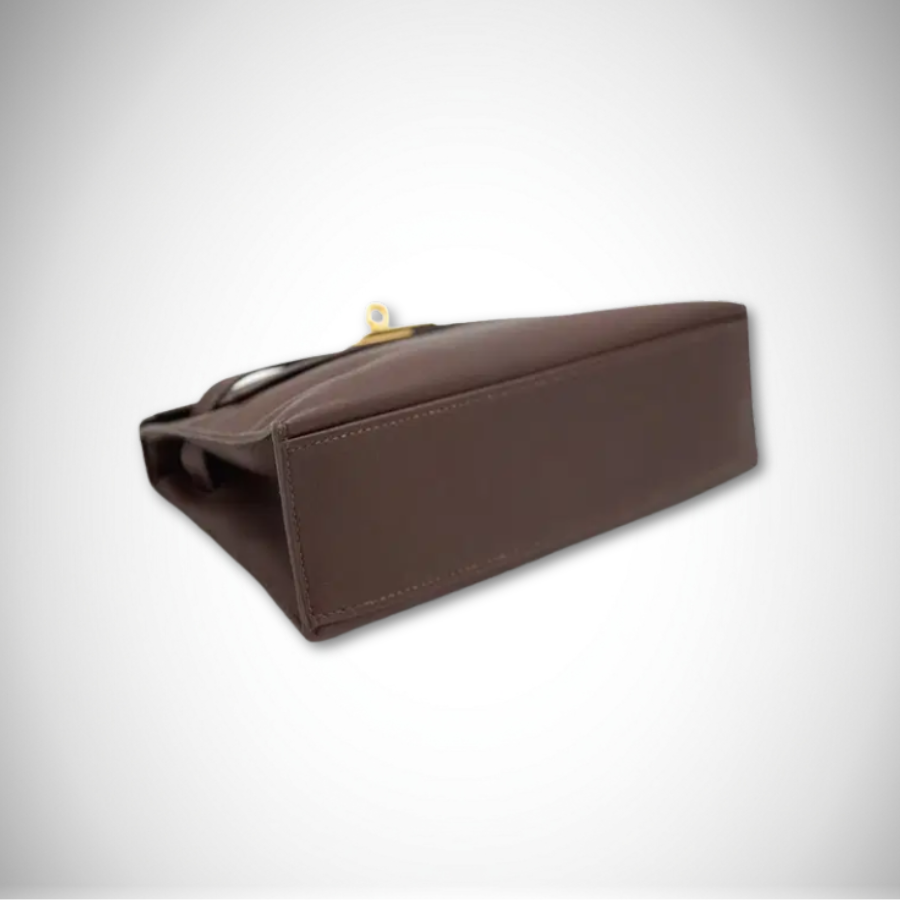 Hermès Kelly Pochette Sellier Havane Evergrain Palladium Hardware Square J (2006) thumbnail