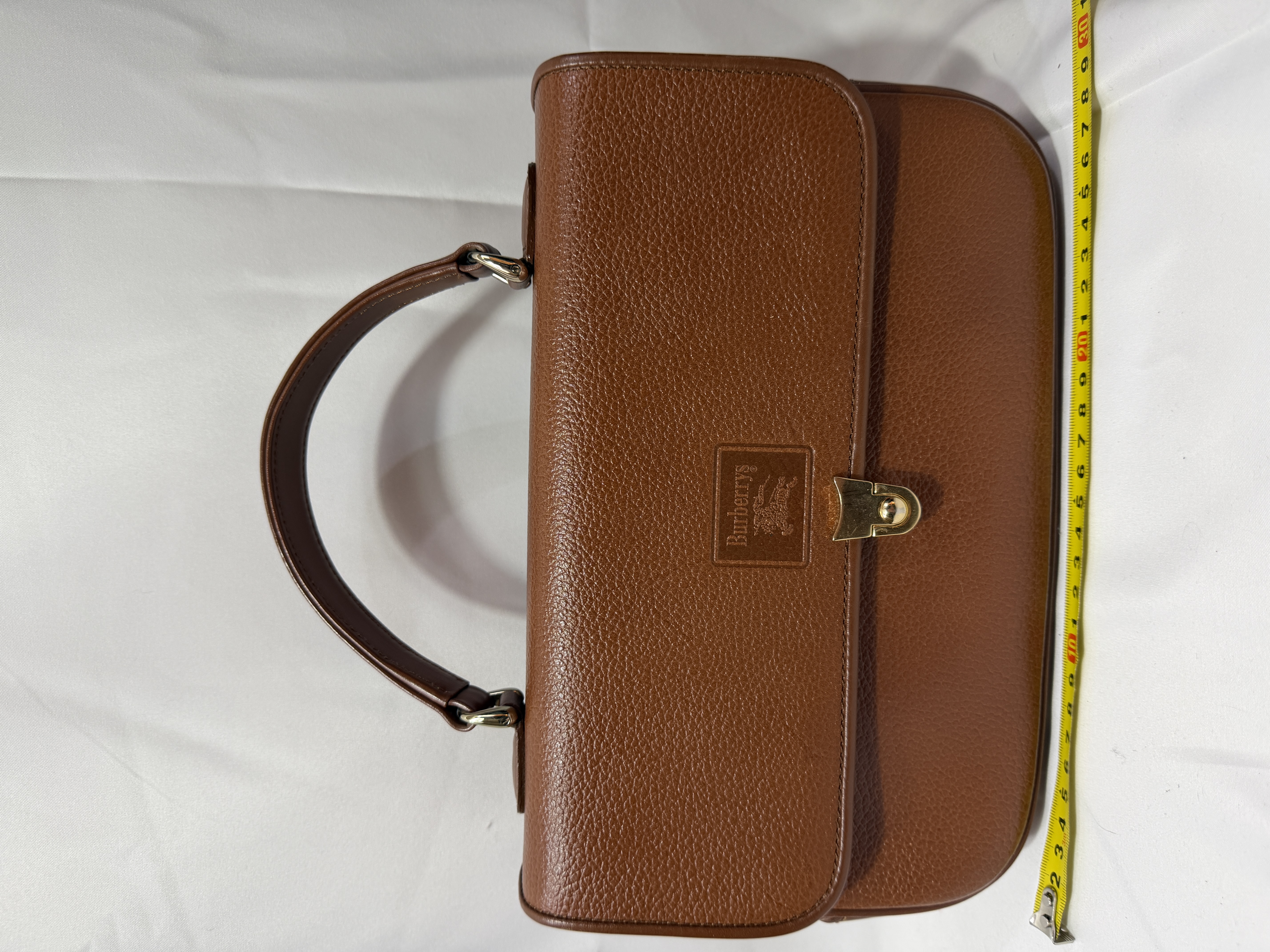 Burberrys Vintage Pebbled Leather Flap Top Handle Bag thumbnail