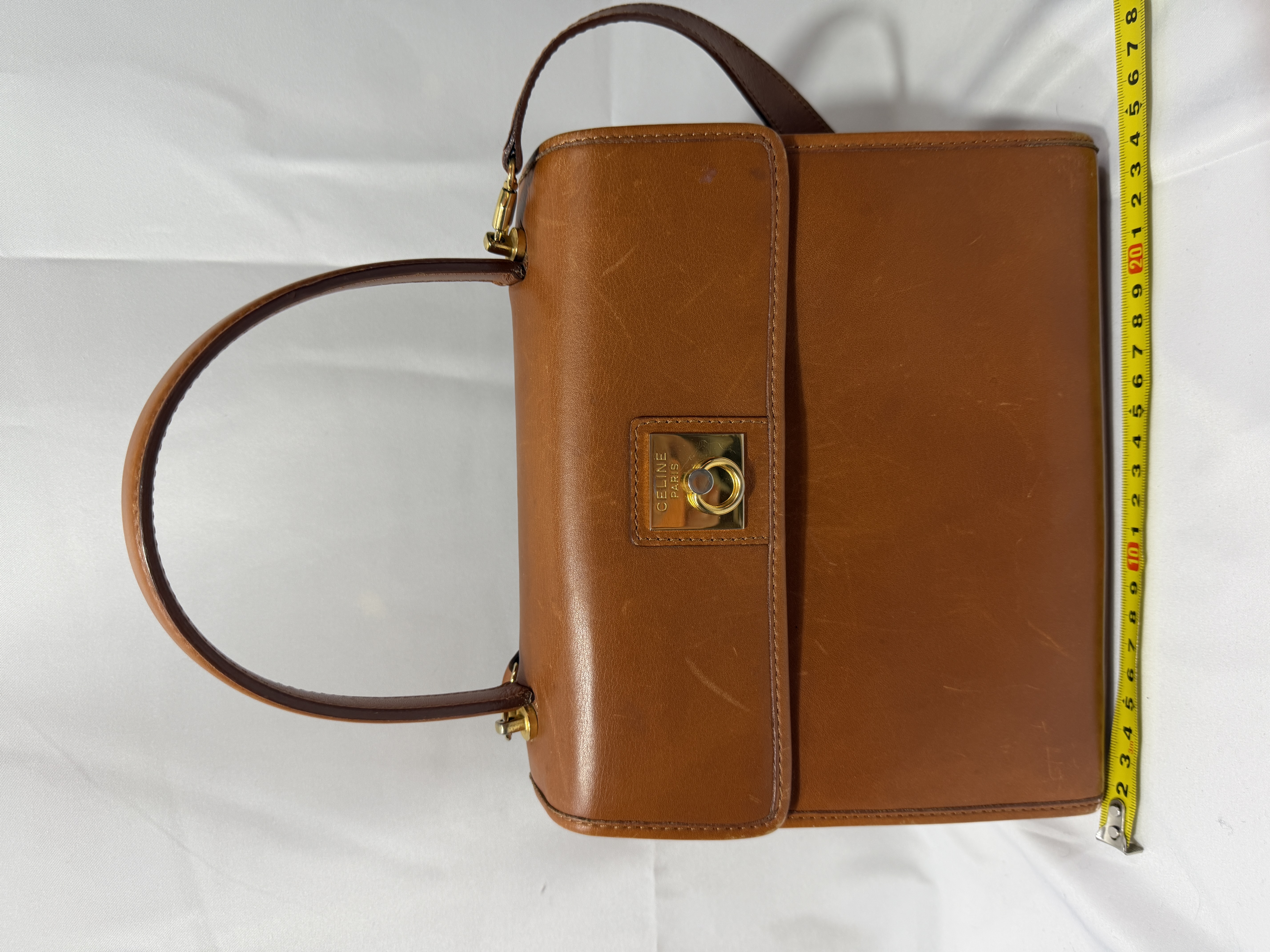 Celine Vintage Box Leather Ring Clasp Top Handle Bag thumbnail