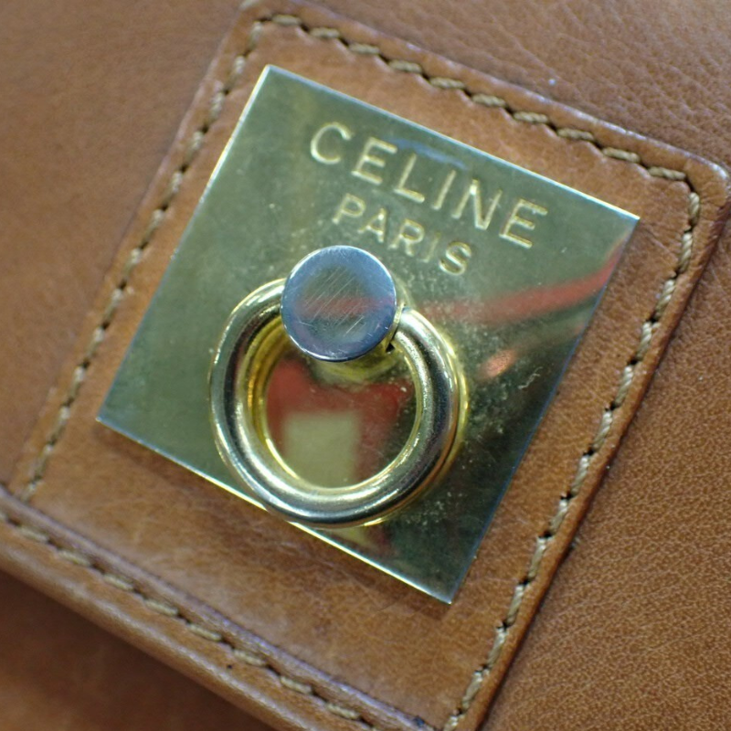 Celine Vintage Box Leather Ring Clasp Top Handle Bag thumbnail