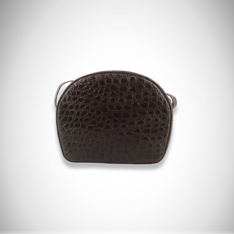 Ferragamo Vintage Vara Croc-Embossed Leather Half-Moon Crossbody Bag alternate view