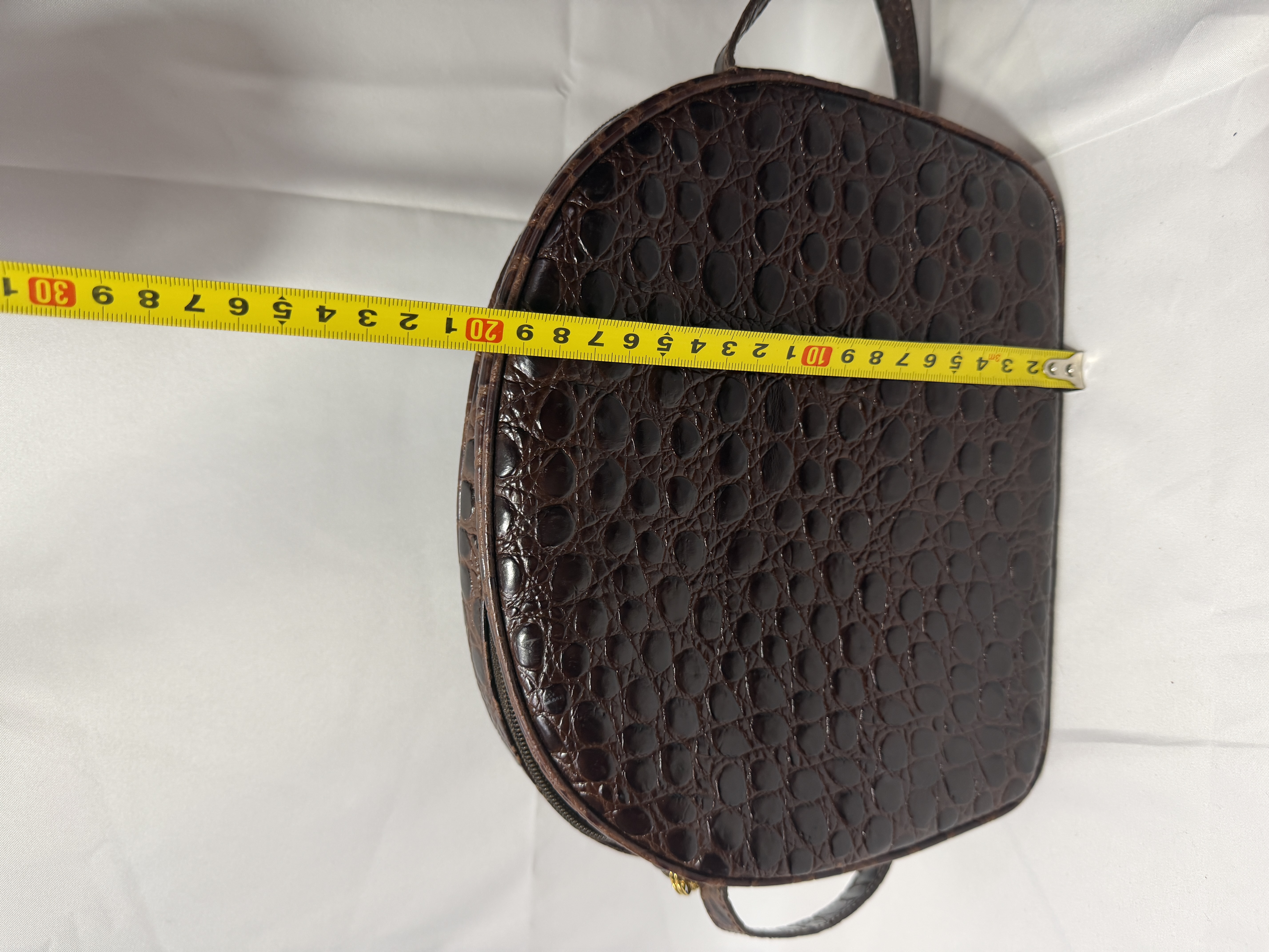 Vintage Ferragamo Vara Croc-Embossed Leather Half-Moon Crossbody Bag thumbnail
