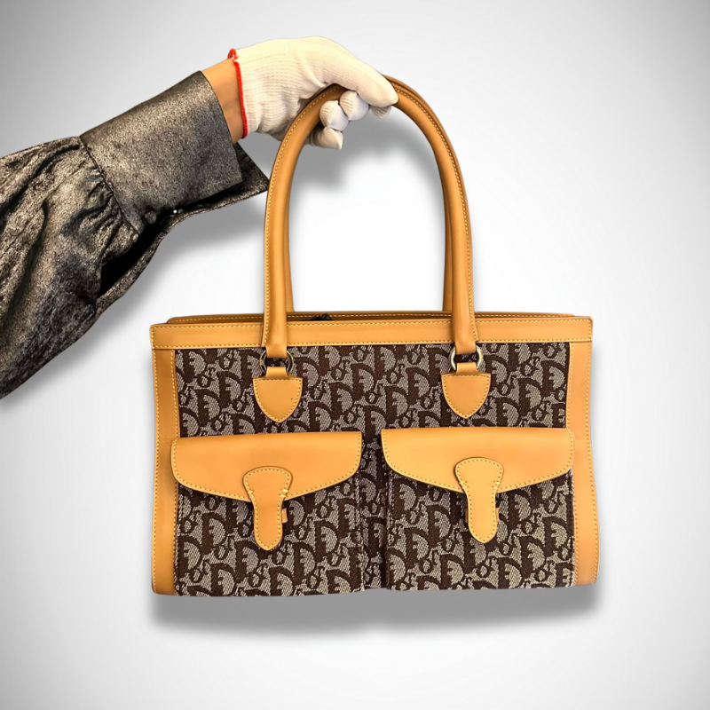 Christian Dior Vintage Diorissimo Trotter Canvas Double Pocket Tote Bag thumbnail