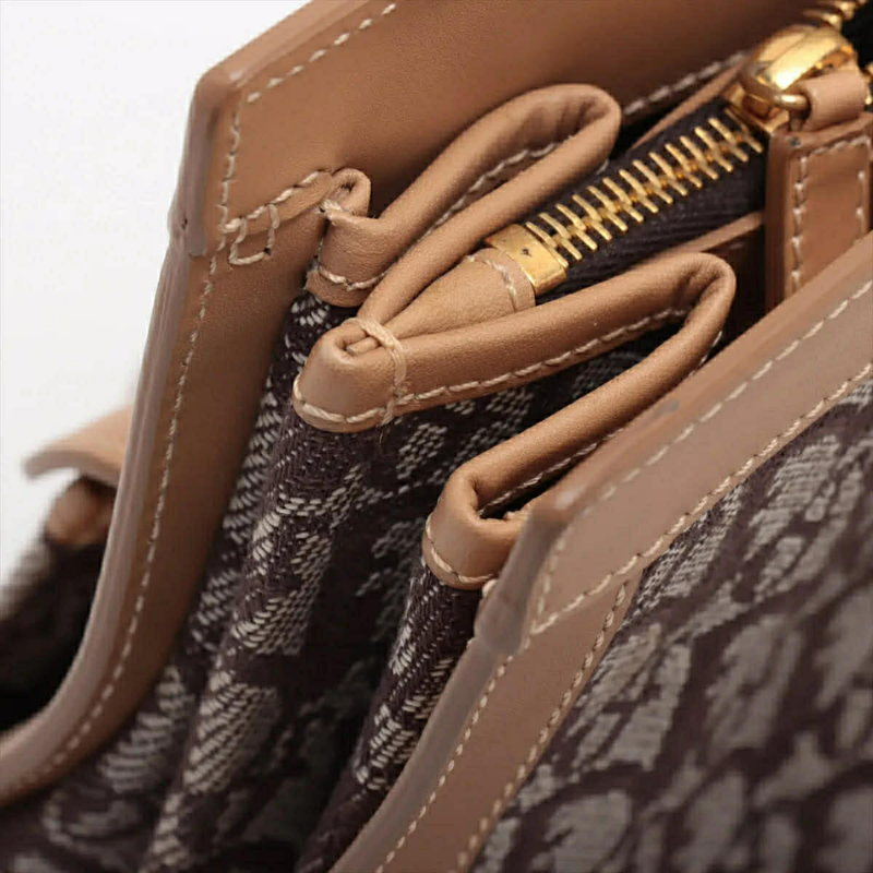 Christian Dior Diorissimo Trotter Canvas Double Pocket Tote Bag Brown thumbnail