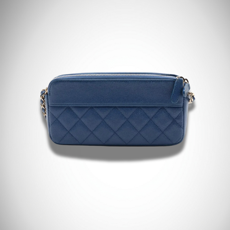 Chanel Archival Caviar Quilted Small Clutch in Light Blue thumbnail