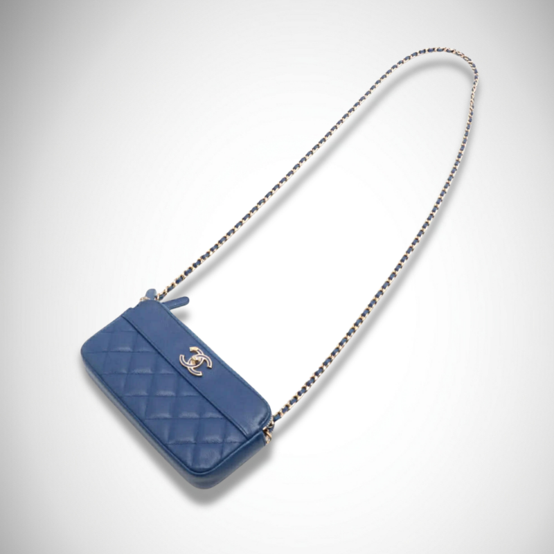 Chanel Caviar Quilted Small Clutch in Light Blue thumbnail