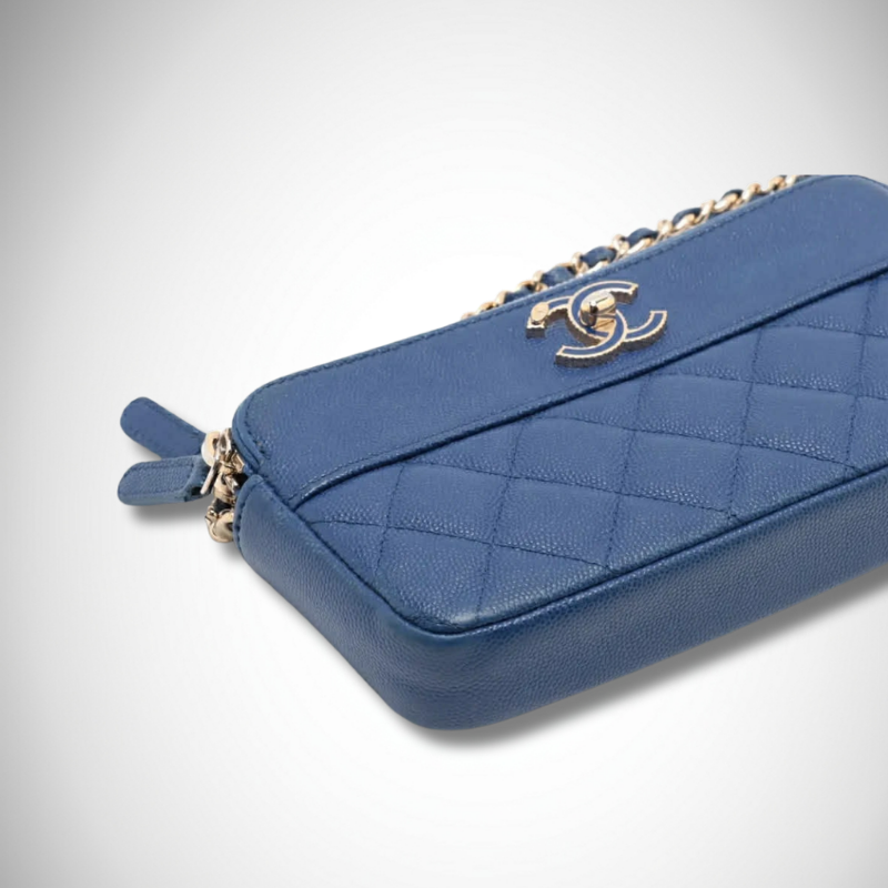 Chanel Caviar Quilted Small Clutch in Light Blue thumbnail