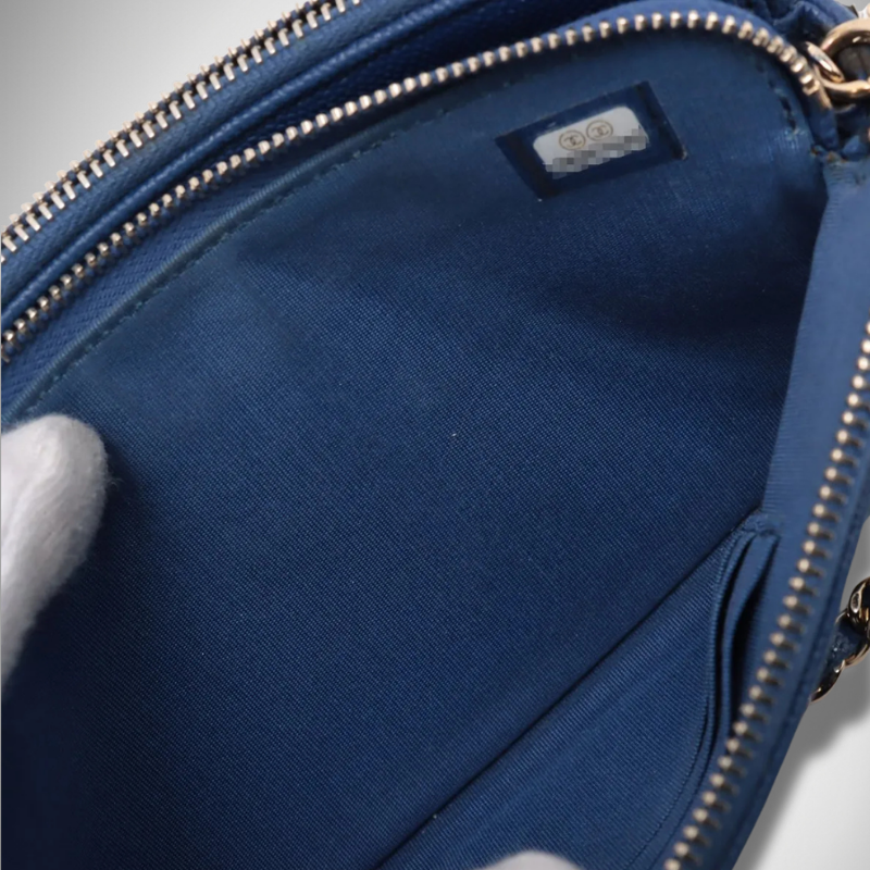 Chanel Archival Caviar Quilted Small Clutch in Light Blue thumbnail