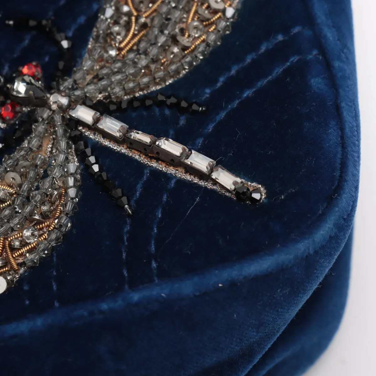 Gucci Velvet Matelassé Embroidered Mini GG Marmont Shoulder Bag thumbnail