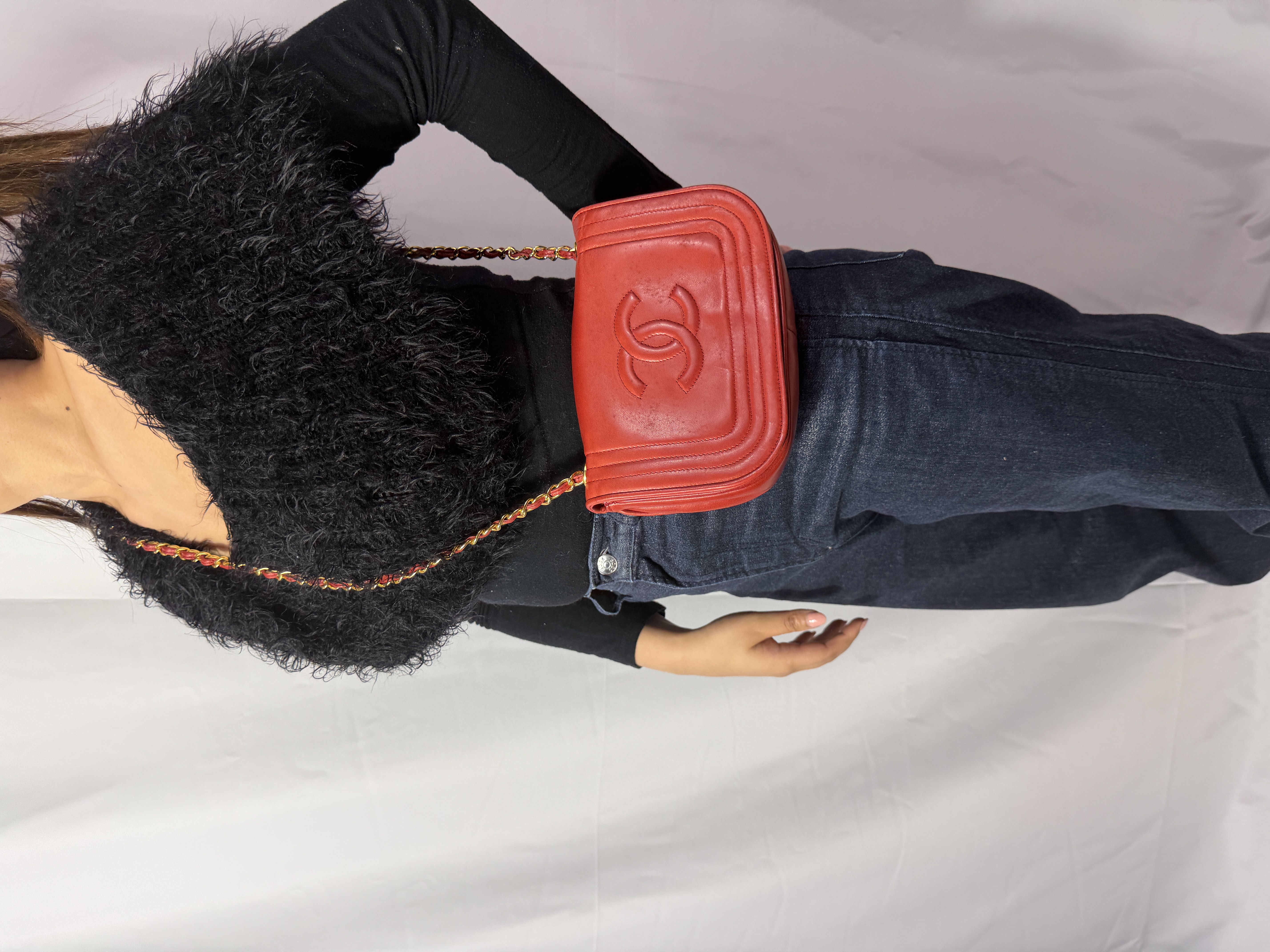 Chanel Caviar Quilted Timeless CC Shoulder Bag in Red thumbnail