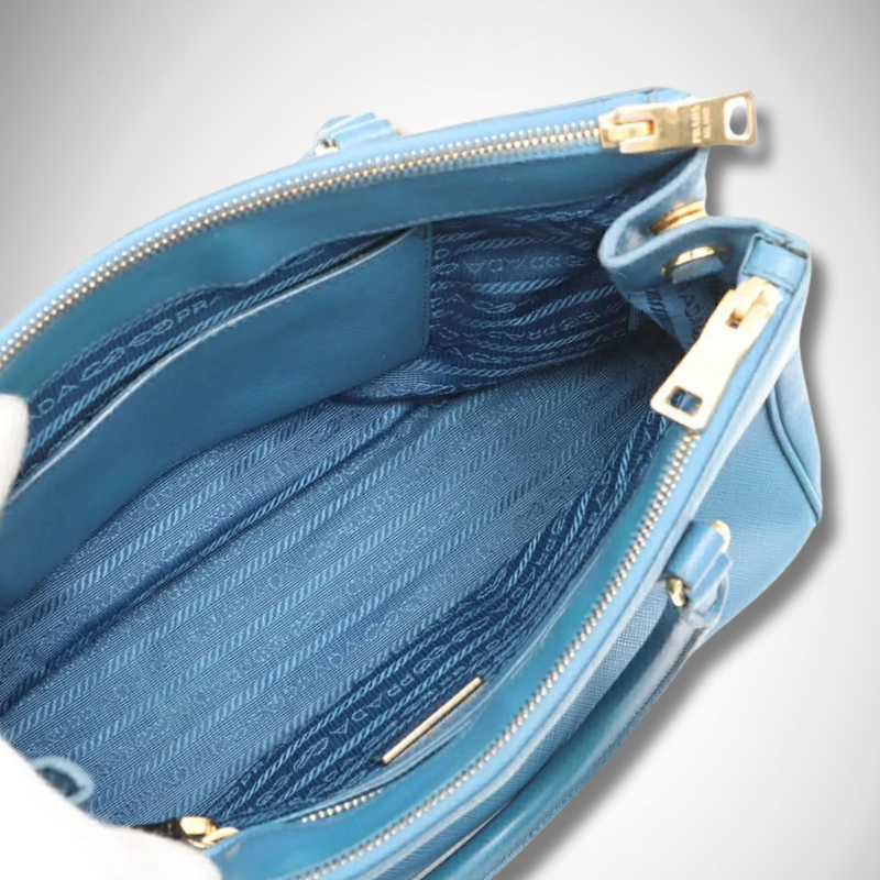 Prada Blue Saffiano Leather 2-Way Top Handle Bag thumbnail