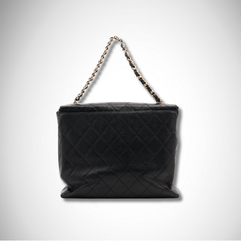 Chanel Vintage Diana-Style Quilted Flap Shoulder Bag - Black Caviar Leather alternate view