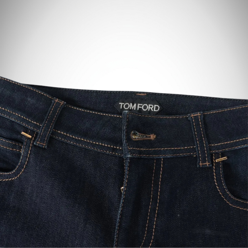 Tom Ford Navy Blue Cotton & Polyester Denim Pants 26 thumbnail