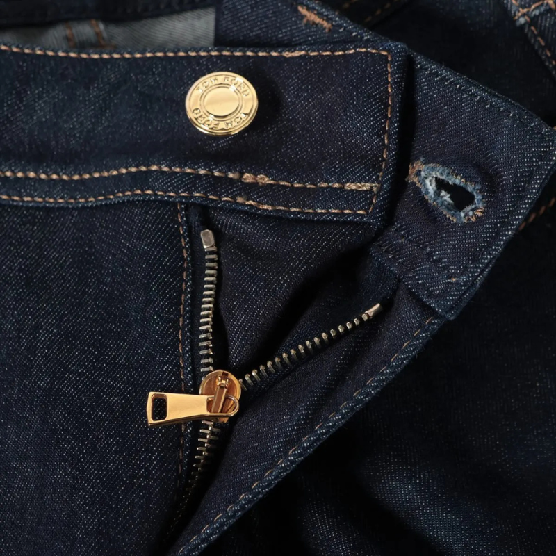 Tom Ford Navy Blue Cotton & Polyester Denim Pants 26 thumbnail